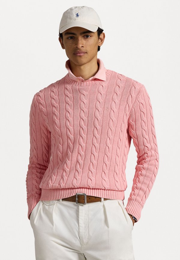 CABLE-KNIT MINERAL-DYED COTTON SWEATER - Jumper - rose