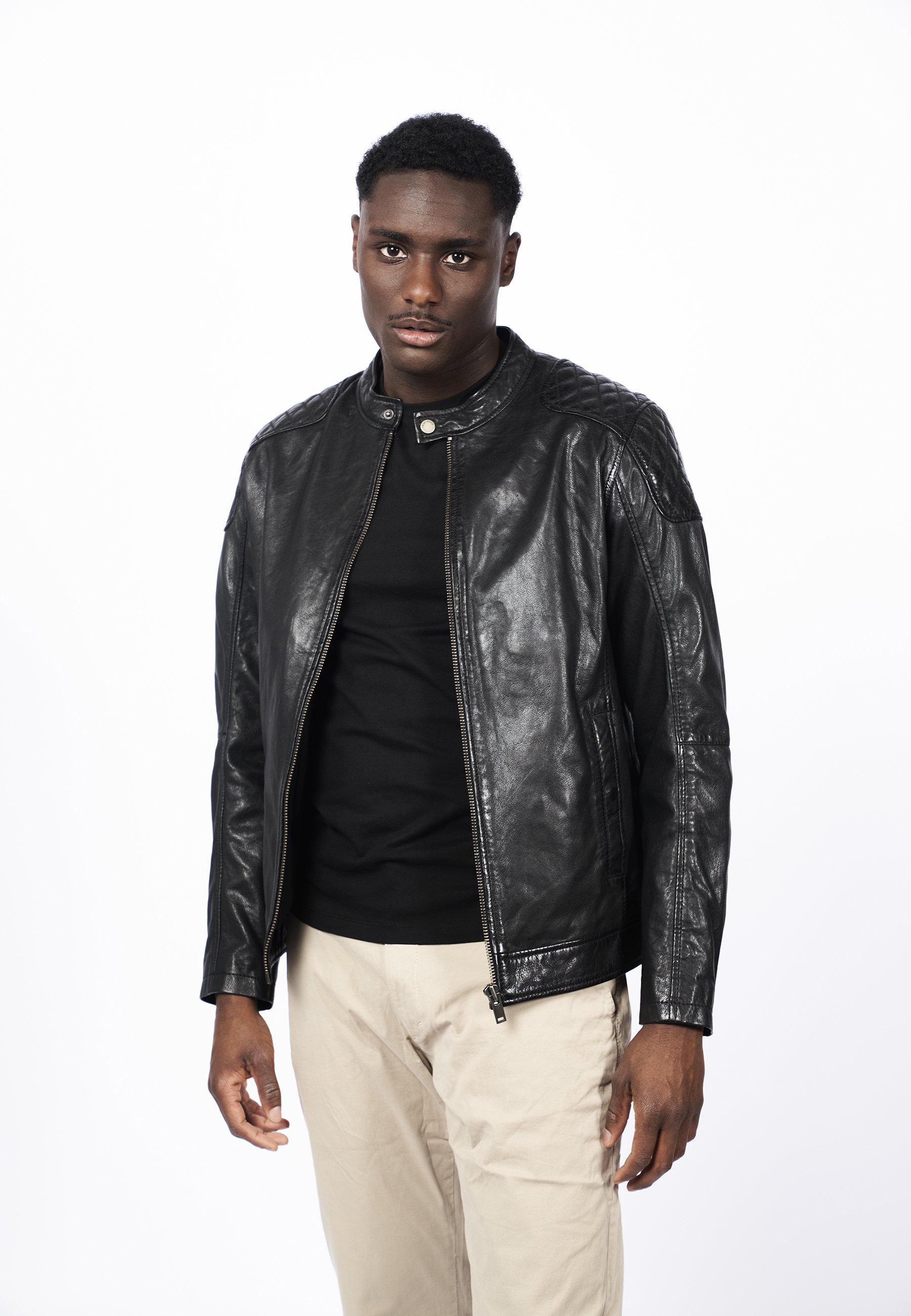 Pelle Nera Giubbotto Di Pelle Invernale Uomo Outfit Giacca Le