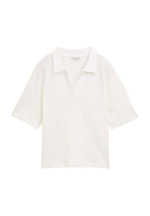 Witte polo shirt gemaakt van textiel met een gestructureerde stof, met een kraag en korte mouwen, in een relaxte pasvorm zonder zichtbare patronen of accenten.