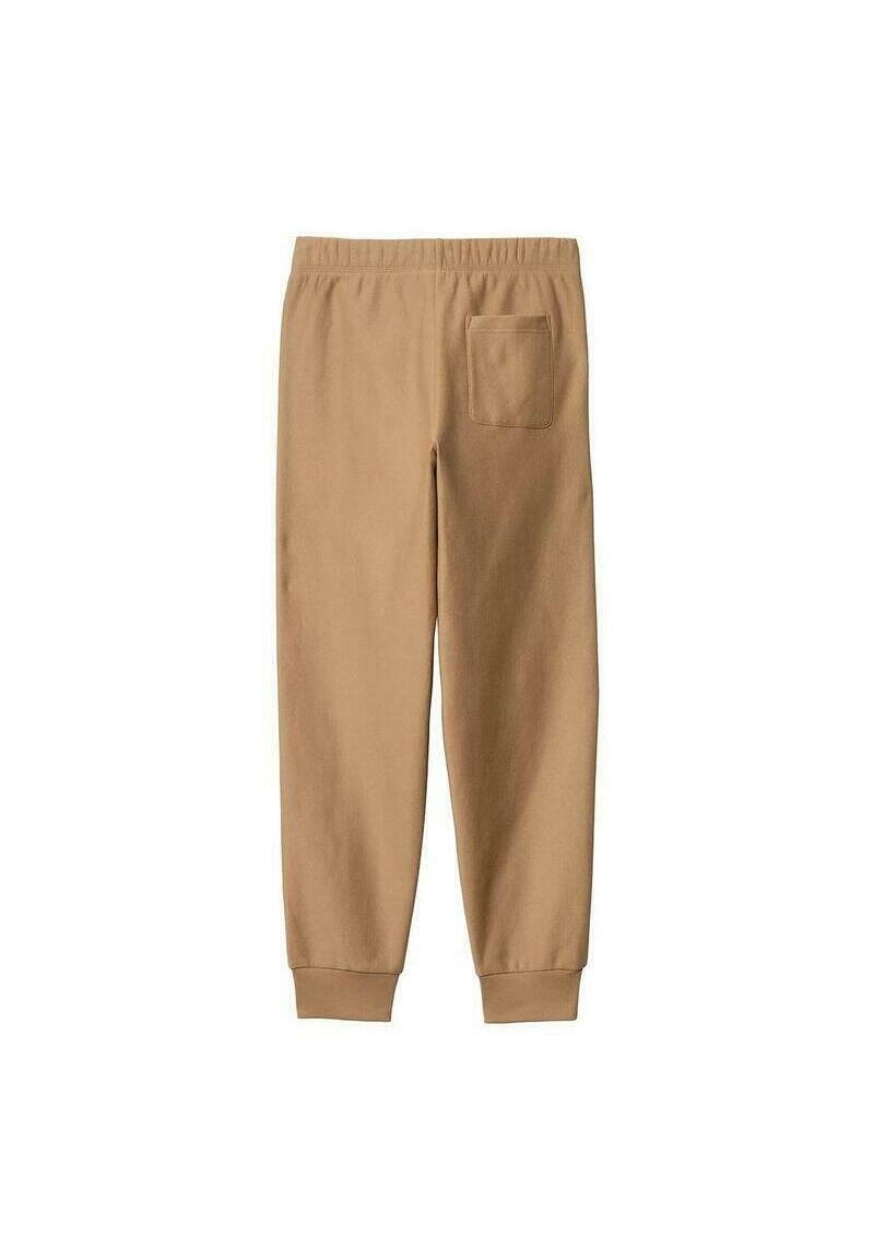 Pantalons de survêtement en kaki avec une taille élastique, des jambes fuselées et une poche arrière unique. Fabriqués à partir d'un tissu doux et lisse avec une finition mate.