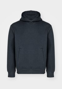 Felpa grigia scura realizzata in tessuto morbido, con cappuccio regolabile, tasca frontale e polsini e orlo a coste. Design semplice e senza fronzoli.