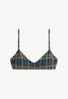CHECKED TEXTURED BIKINI TOP - Haut de bikini - khaki