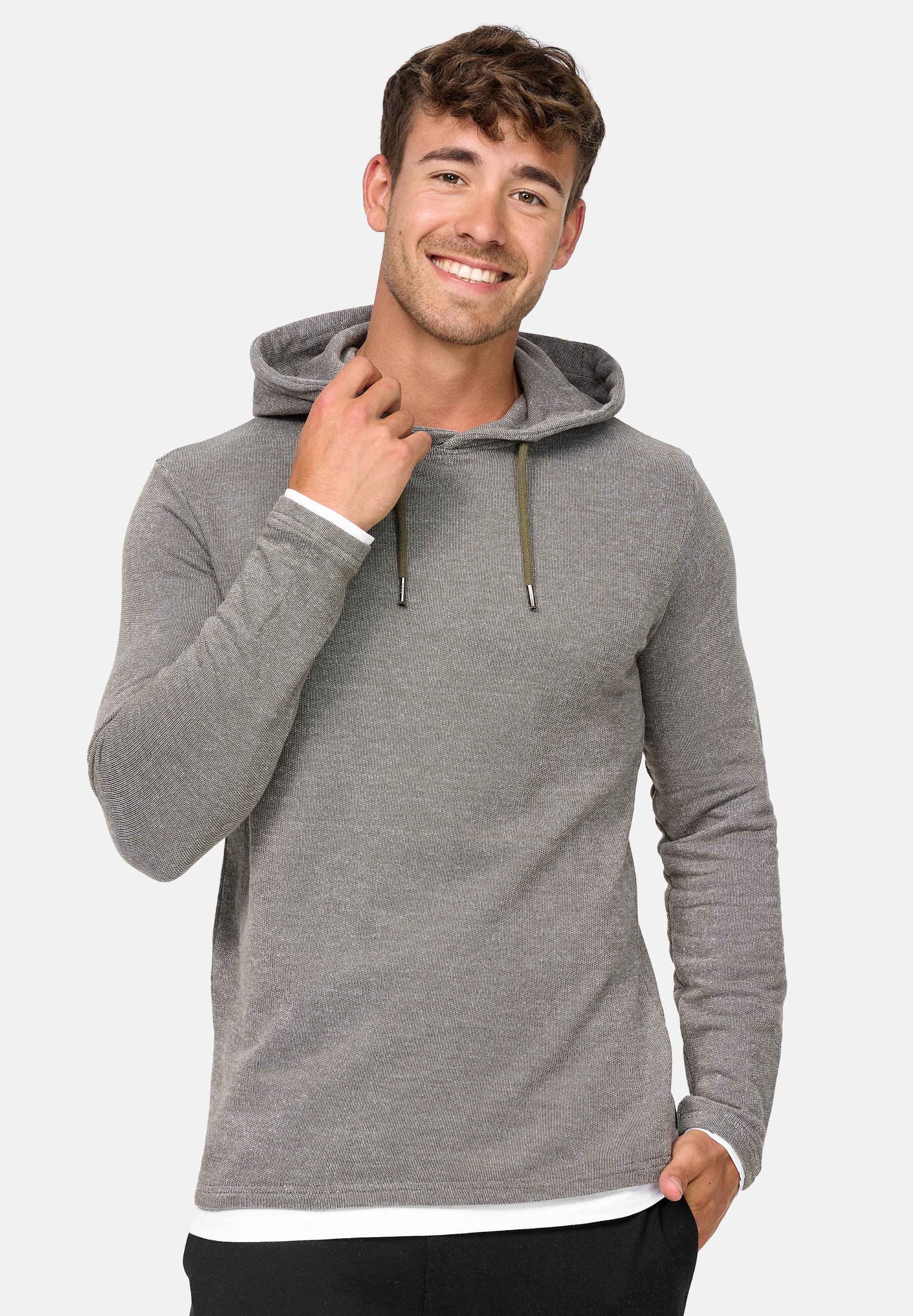 INDICODE JEANS LONGIS - Hoodie - army/lichtgrijs - Zalando.nl