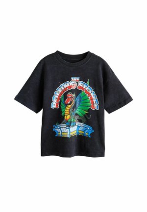 Next, T-Shirt print - black washed rolling stones