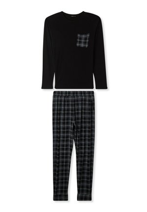 Terranova SET CON TASCHINO E QUADRETTATI - Pigiama - nero