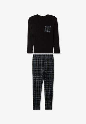Terranova SET CON TASCHINO E QUADRETTATI - Pigiama - nero