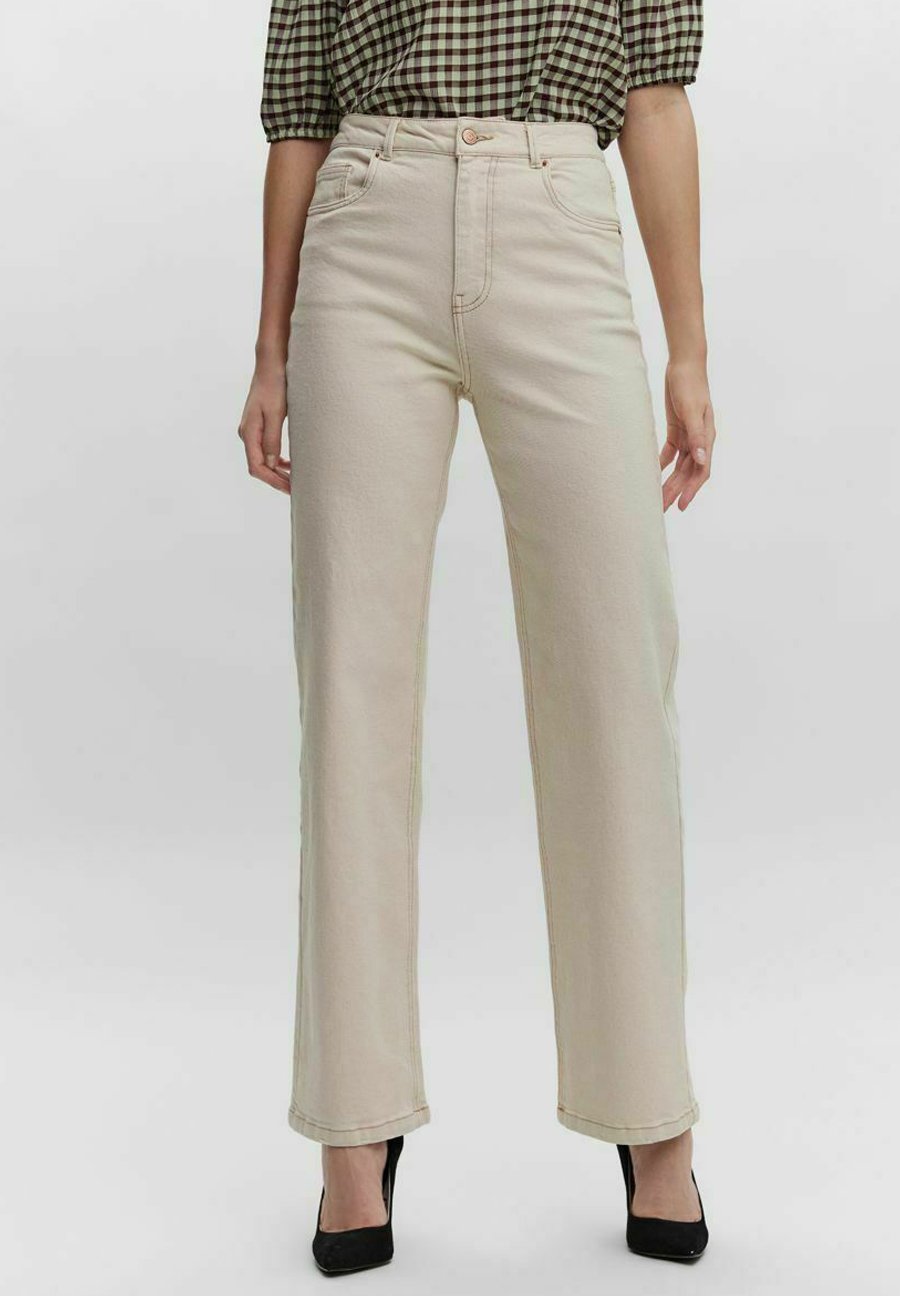 Vero Moda KITHY - Straight leg jeans - ecru/Beige - Zalando.be
