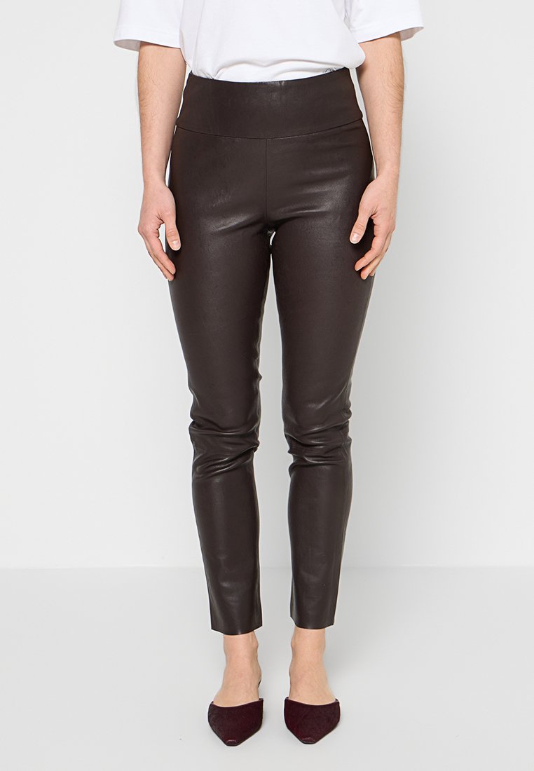 RIANI Leren broek donkerbruin