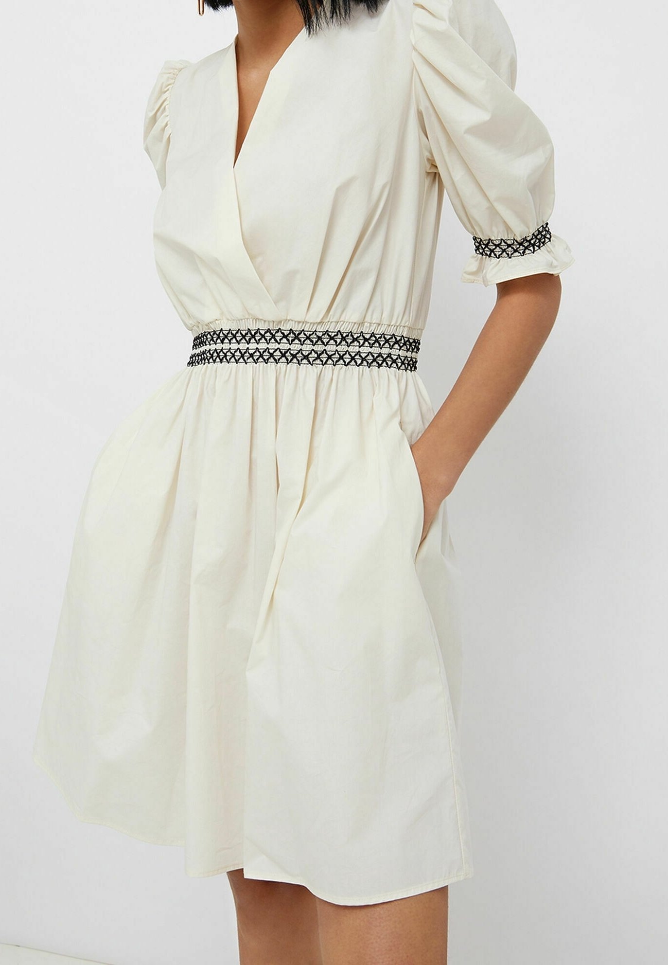 jo cream puff-sleeve dress Vintage Jo Lene Dress Size 6 Light Pink Cream Lace Overlay 3/4 Puffy Sleeve USA