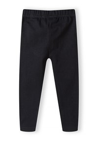 Sorte leggins lavet af strækbart materiale, med elastisk talje, slank pasform og en glat tekstur uden mønstre eller pyntegenstande.