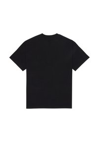 T-shirt noir à manches courtes avec col rond, vu de dos sur fond blanc.
