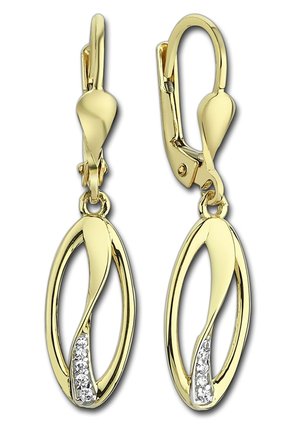 OVAL - Boucles d'oreilles - goldfarben/weiß