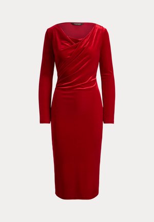 Lauren Ralph Lauren, LONG SLEEVE VELVET DRESS - Robe de soirée - red