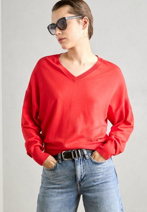 V NECK RELAXED - Pulover - flame red