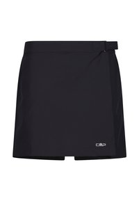 Svart skort i lättviktsmaterial, med en åtsittande midjestängning, sidobuckle-låsning och CMP-logotypen längst ner till höger.