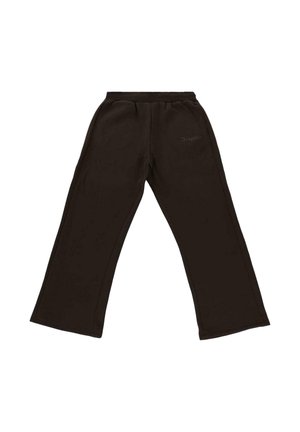 Pantaloni sportivi larghi neri con vita elasticizzata e discreto testo "Dropsite" sulla coscia sinistra, stesi su uno sfondo bianco.