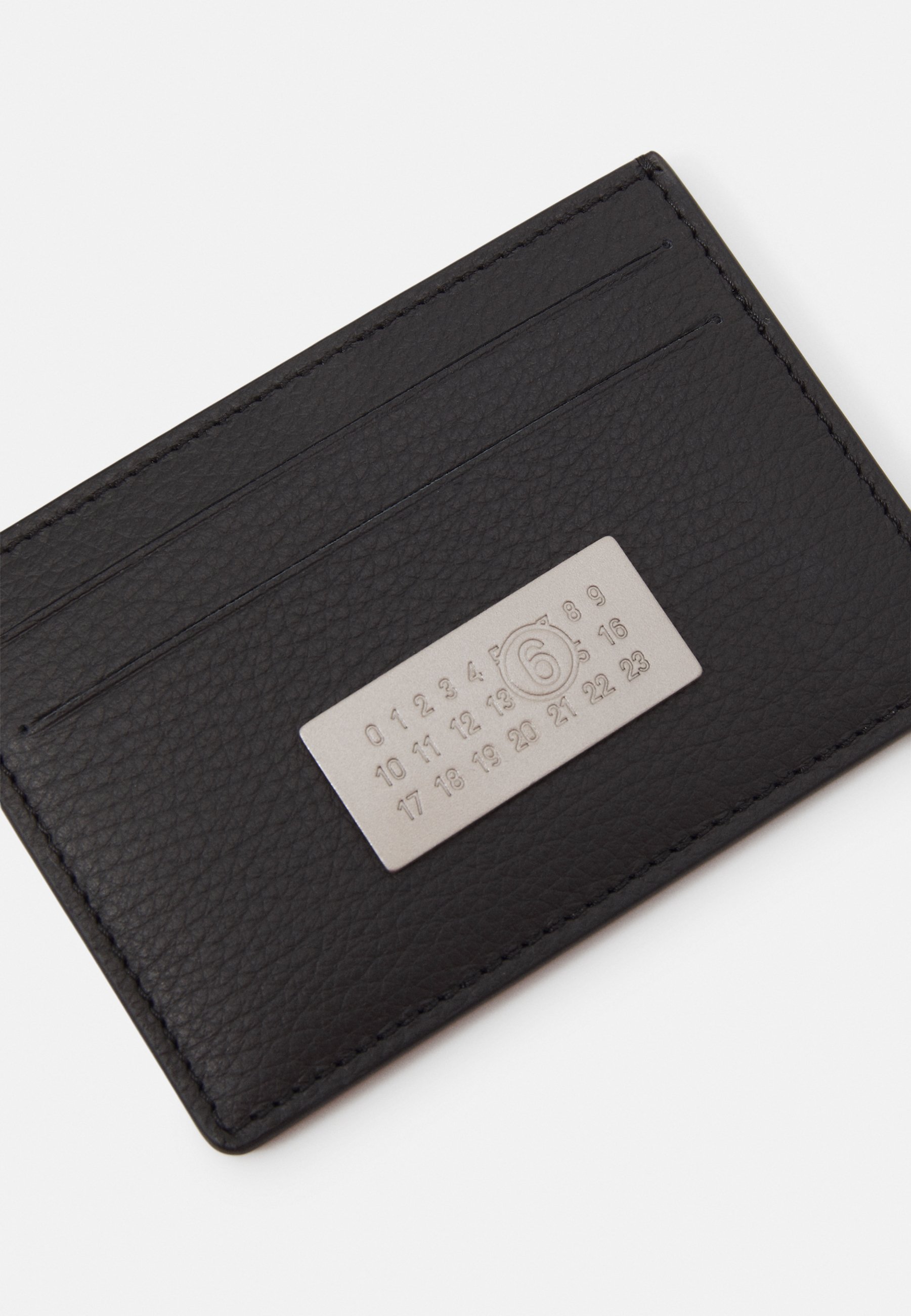 【MM6 Maison Margiela】 Signature Embossed Card Holder Black Black Leather Card Holder by MM6 Maison Margiela on Sale