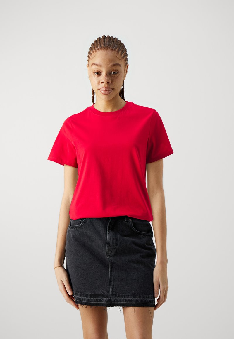 Pieces PCRIA SOLID TEE - Paprasti marškinėliai - salsa