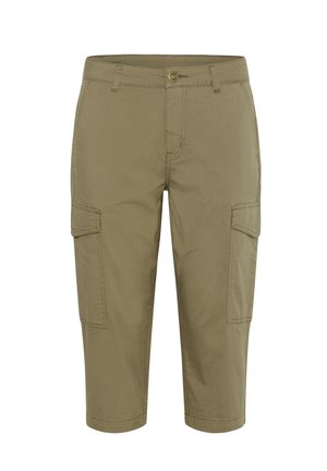 Knælange cargo shorts i khaki, lavet af letvægtsstof. Har forlommer og to store sidelommer.