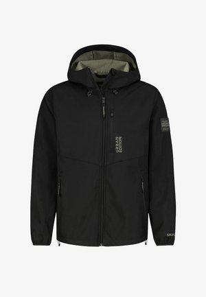 Zwarte jas met een capuchon, rits aan de voorkant en twee zijzakken. Bevat een gestructureerde voering aan de binnenkant en een "Urban Edition" logo op de borst.
