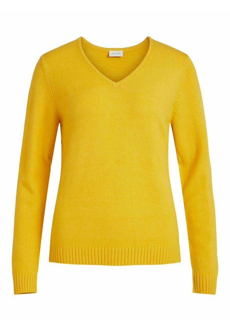 VILA VIRIL L/S V-NECK TOP - Pulover - spicy mustard