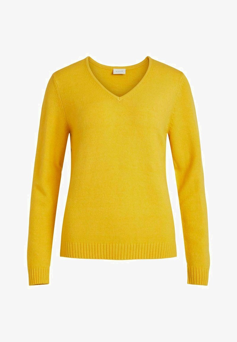 VILA VIRIL L/S V-NECK TOP - Pulover - spicy mustard