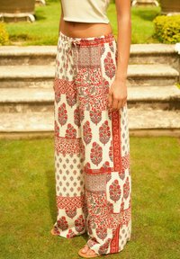 Next WIDE LEG  - Housut - red ecru tile print