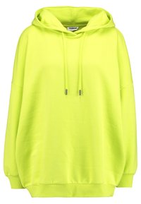 Felpa con cappuccio verde lime dal taglio rilassato, caratterizzata da una tasca frontale, cordino e polsini e orlo a costine. Tessuto morbido.