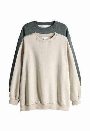 REGULAR FIT - 2 PACK LONGLINE WITH SIDE ZIP DETAIL - Collegepaita - charcoal marl cream