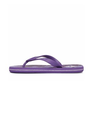 Infradito viola con una suola testurizzata, strap in gomma e una suola liscia. Presenta una striscia bianca lungo il bordo.