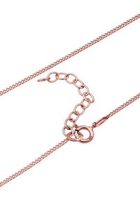 Rose gold kædedesign med teksturerede led, der har en loppeklips og en justerbar længde med en forlængerkæde.