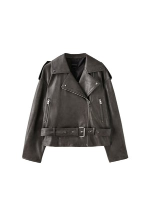 Stradivarius, Veste en similicuir - dark grey