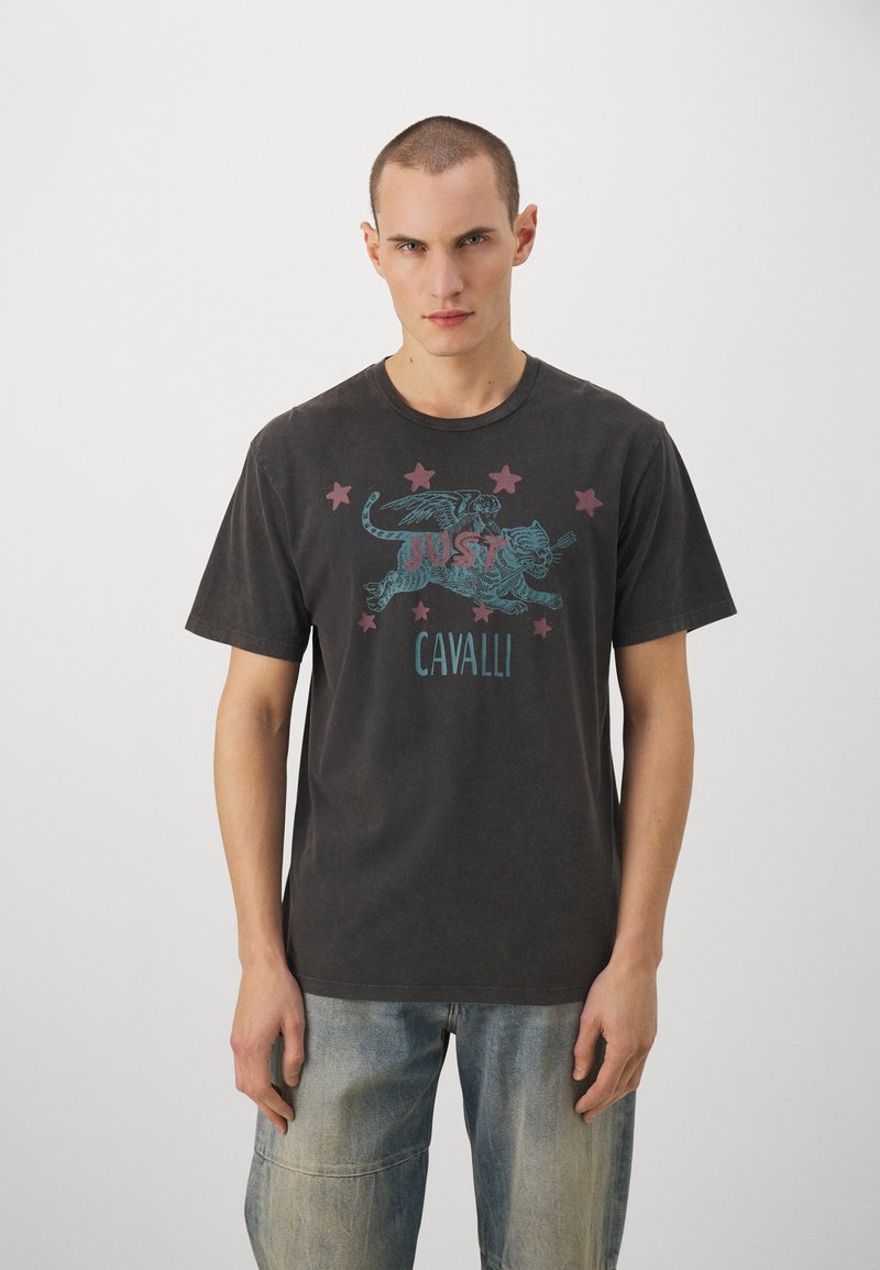 Just Cavalli T-shirt Bahadi bambina a costine nero