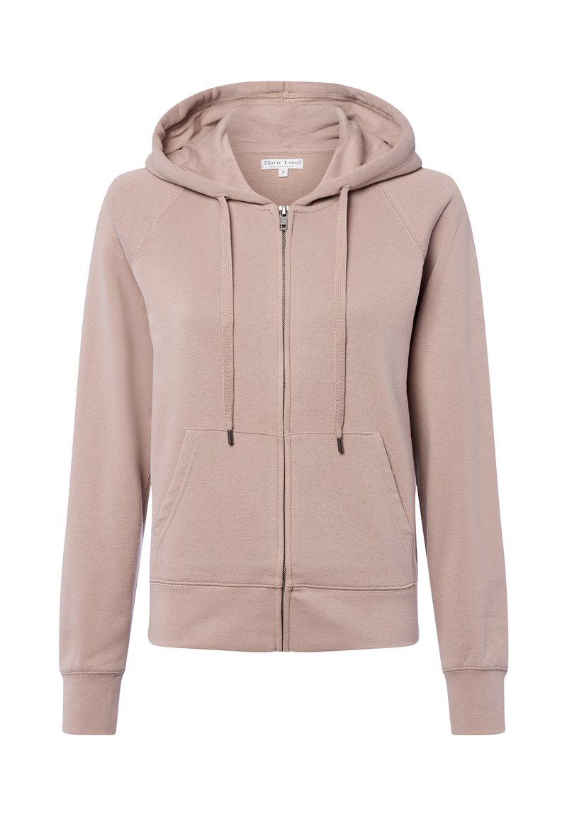 Jasnoróżowa bluza z kapturem na zamek, wykonana z miękkiego materiału. Posiada przednią kieszeń, sznurki oraz ściągacze na rękawach i u dołu. Klasyczny design z luźnym krojem.