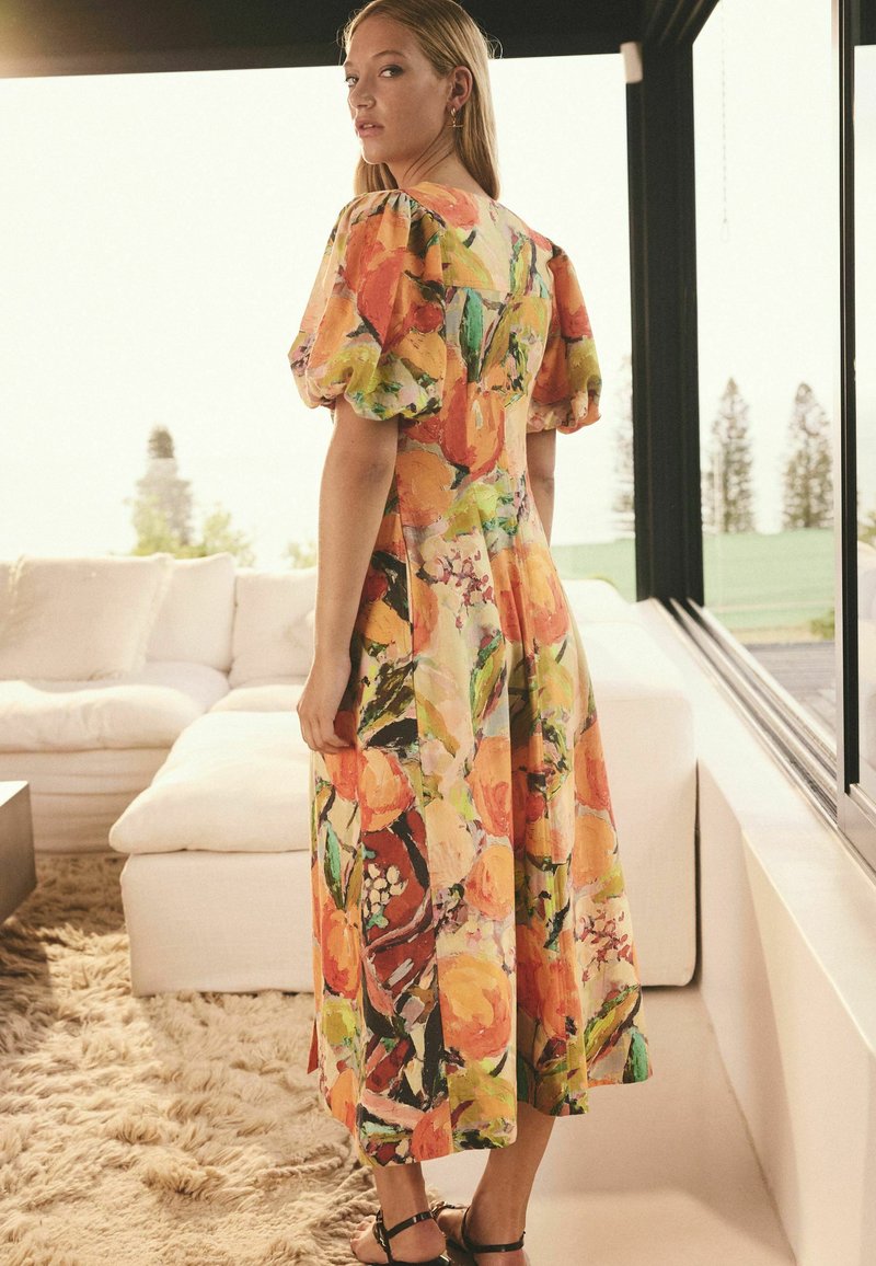 dress with orange fruit print Orange Fruit Pattern Fruit A-Line Dress by GraphicsbyNel