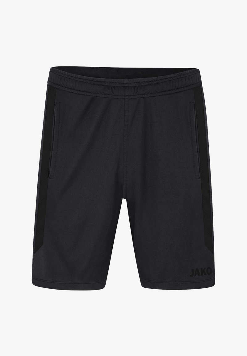 Zwarte sportshorts met een elastische tailleband, twee zijzakken en zwarte mesh-accenten aan de zijkanten. Beschikt over een logo aan de onderkant van de voorkant.