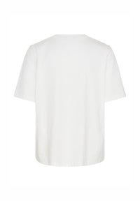 T-shirt blanc uni à manches courtes, montré de dos, avec un col rond et une coupe décontractée.