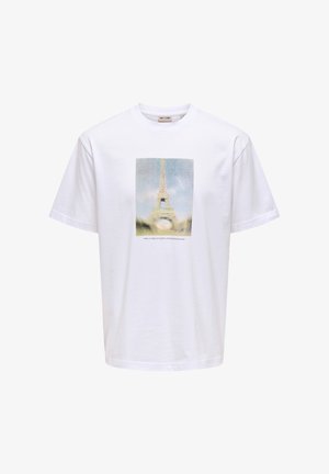Only & Sons, ONSFRED EIFFEL TEE - Trükipildiga T-särk - bright white print eiffel