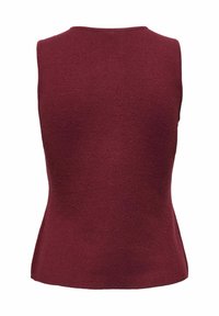 Burgundy ilma varrukat täiuslik top, ümmarguse kaelusega, tekstuurist kootud kangast, millel on sobiv siluett ja sile viimistlus.