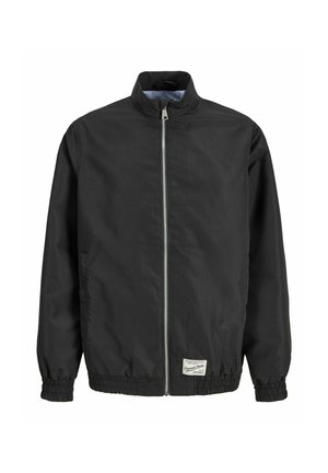 Jongen met krullend haar, gekleed in een zwart jasje met rits, geruite korte broek, witte sokken en zwarte schoenen, staand tegen een witte achtergrond.