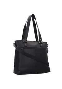 Mustat nahkakassi, jossa on kaksinkertaiset kahvat ja irrotettava olkahihna. Ominaisuuksiin kuuluu etupuolella oleva vetoketjullinen tasku sekä sileä, matta pinta.