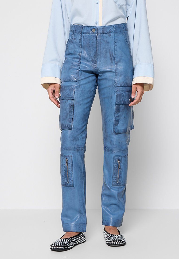 REMAIN Leren broek blauw