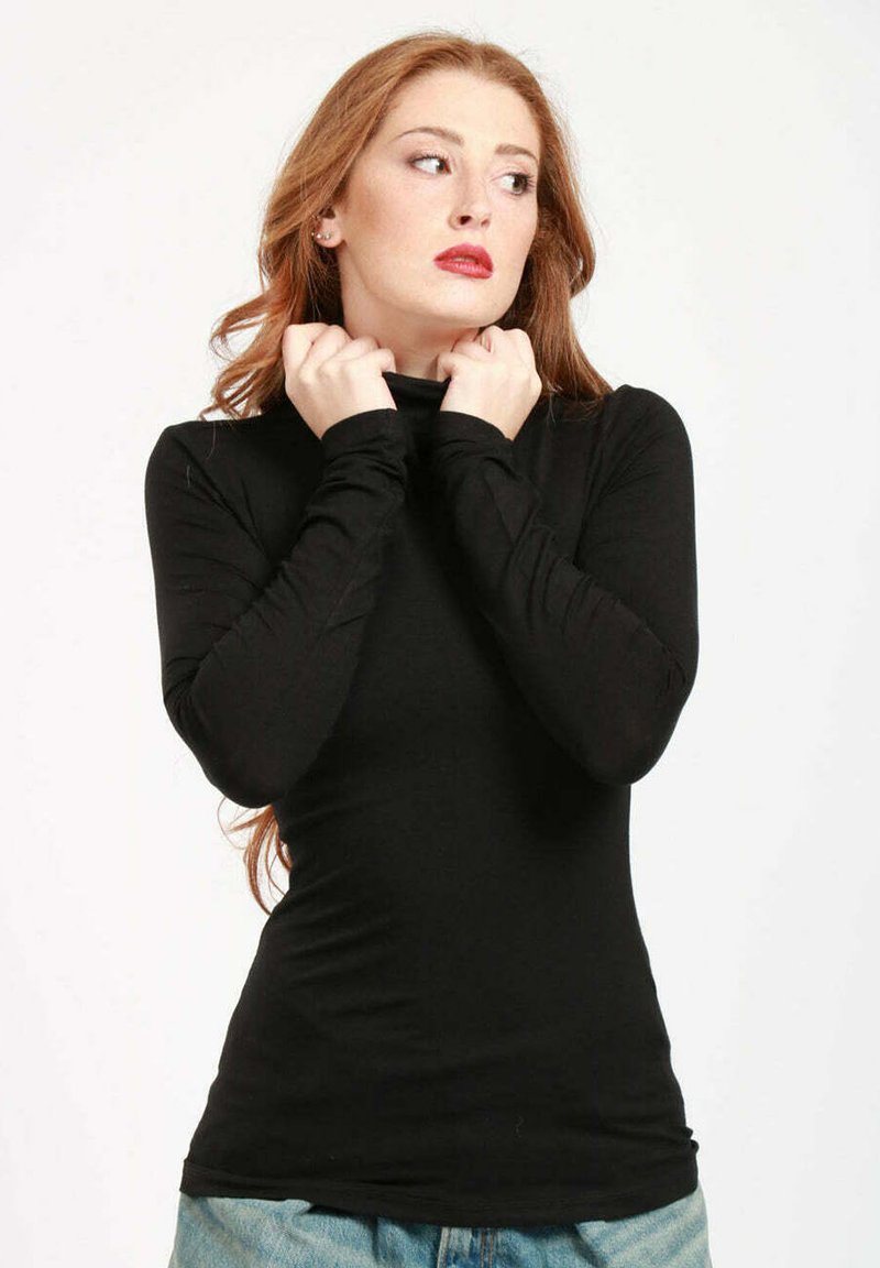 Dondup COLLO ALTO - Maglietta a manica lunga - black