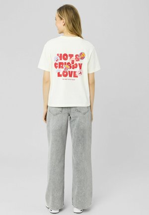 DEVANT/DOS - T-shirt imprimé - blanc écru