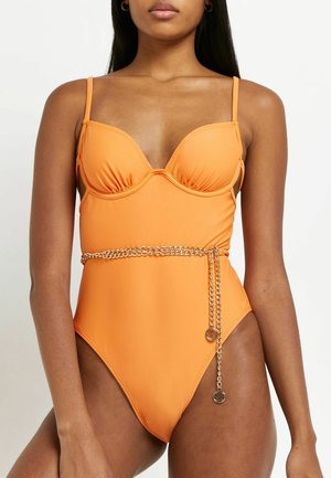 CHAIN DETAIL PLUNGE - Swimsuit - orange
