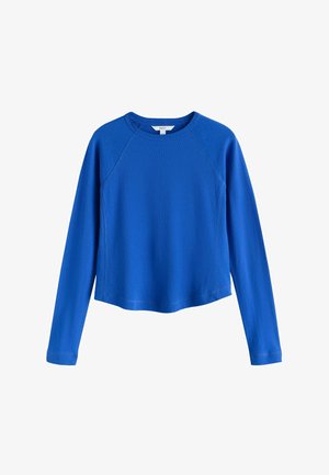 Next, REGULAR FIT - LONG SLEEVE WASHED EFFECT RAW SEAM T-SHIRT . - Striktrøje - blue