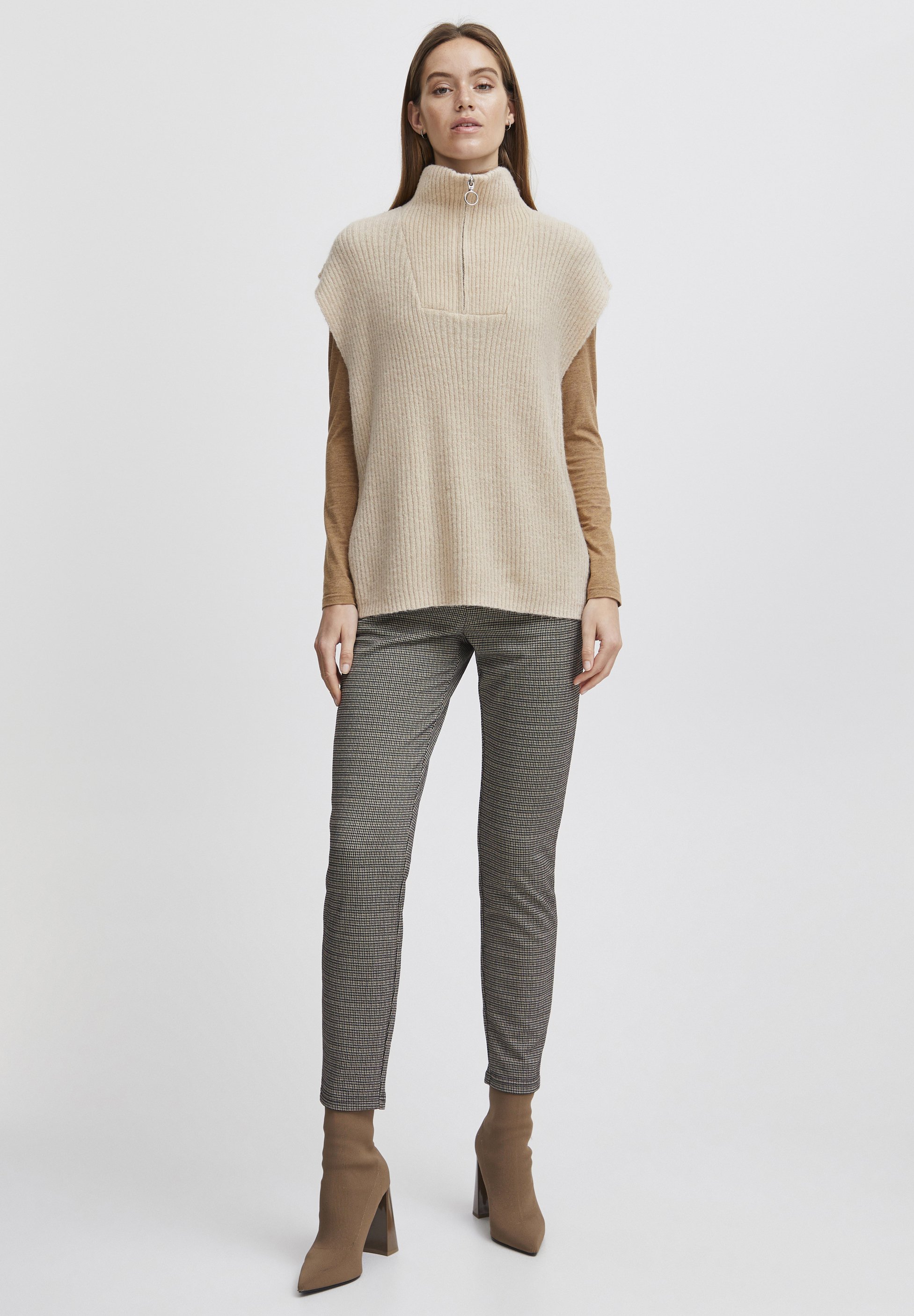 b.young BYONEMA - T-Shirt basic - cement melange/beige