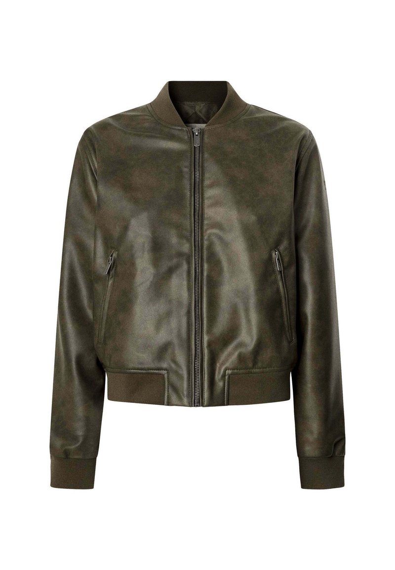 Pepe Jeans Imitatieleren jas kaki
