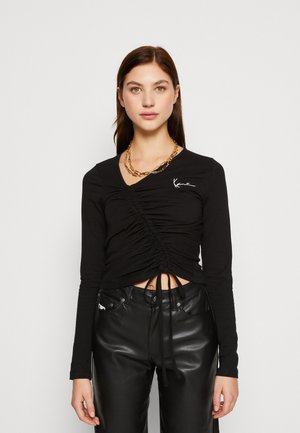 SMALL SIGNATURE GATHERED - Tops ar garām piedurknēm - black