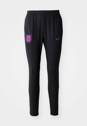Crne sportske hlače sa uskim krojem, s ljubičastim Nike logotipom i grbom Engleske sa strane. Elastični pojas za udobnost.